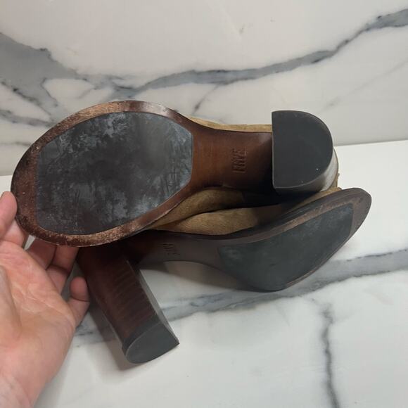 Frye Womens Tan Suede Gabby Ghillie Shooties Sz 7 Peep Toe Lace-Up Festival Boho - Picture 9 of 9